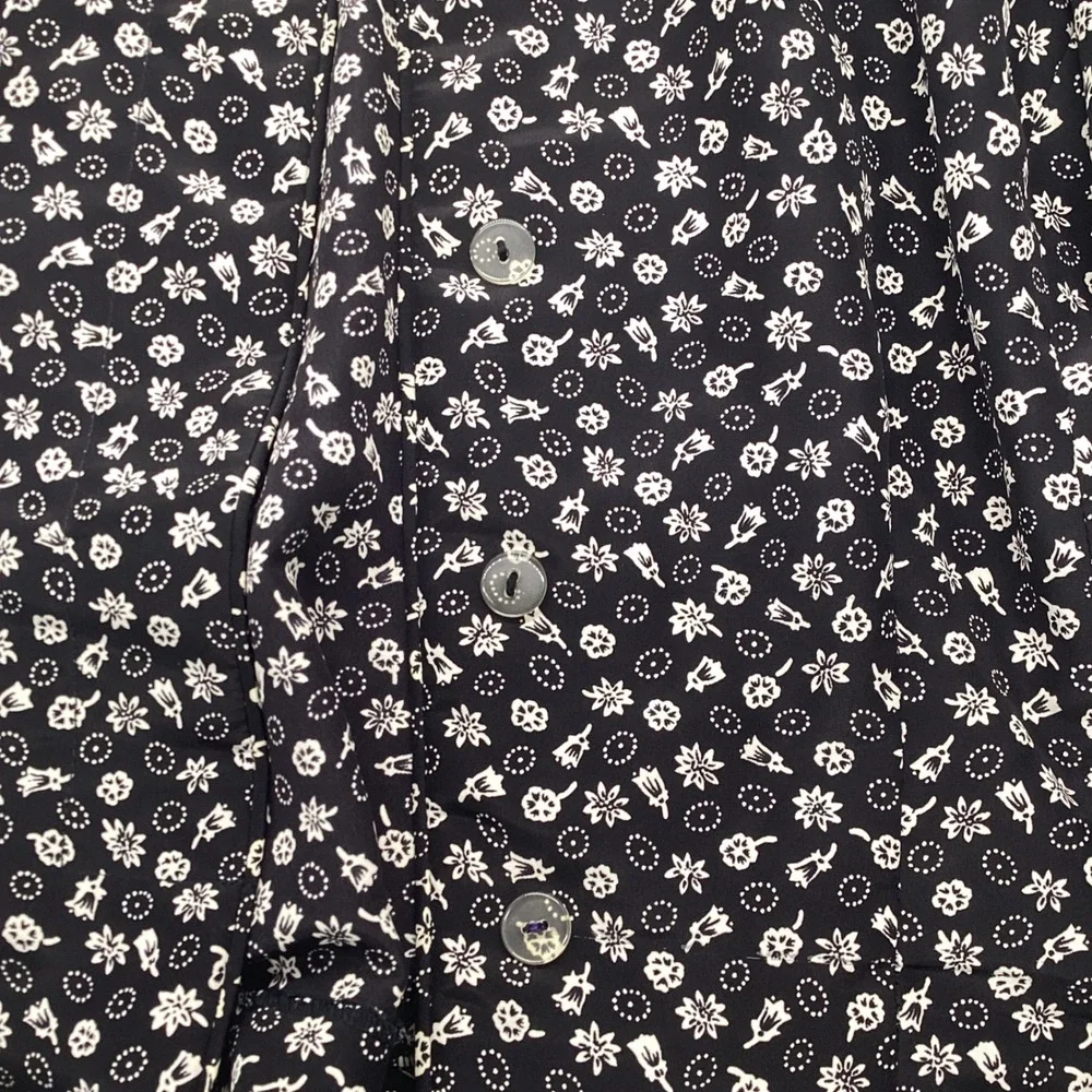 Vintage Andrea Gayle Floral Dress Suit Set Size 10 Black White Pearl Button - Picture 11 of 12